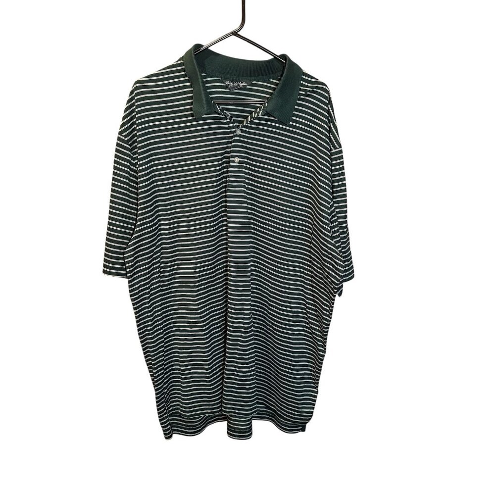 Vintage Style Brooks Brothers Country Club Knit Polo Green White Stripe‎ XL